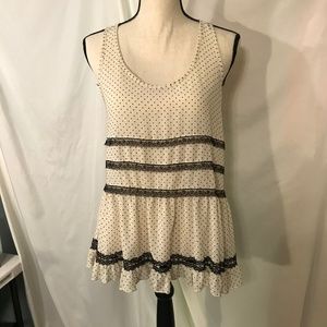 Monteau Sheer Racerback Blouse, Dots, Lace